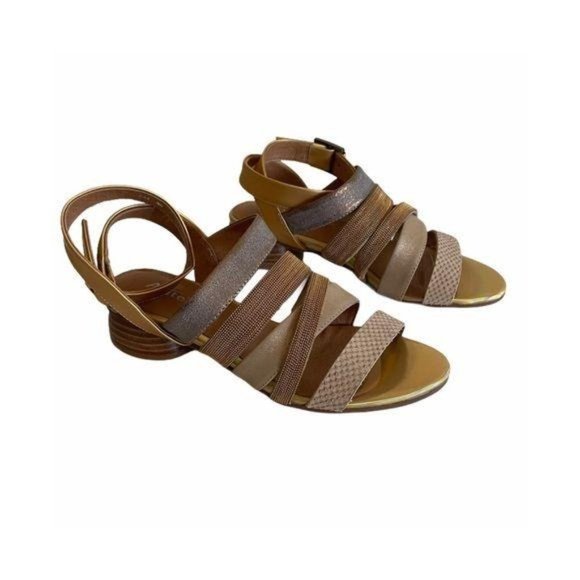 Antelope Multi Strap Taupe Metallic Leather Sandal - Picture 4 of 9